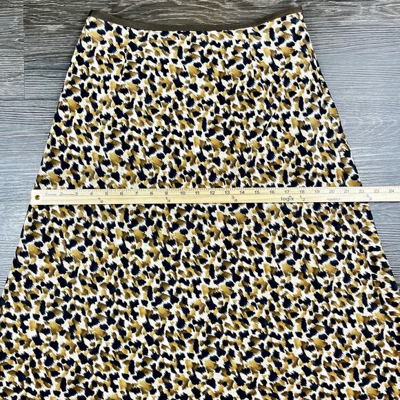 Talbots Vintage Skirt Leopard Print Black Brown Silk Linen Blend Sz 8 Mobwife - Picture 10 of 14